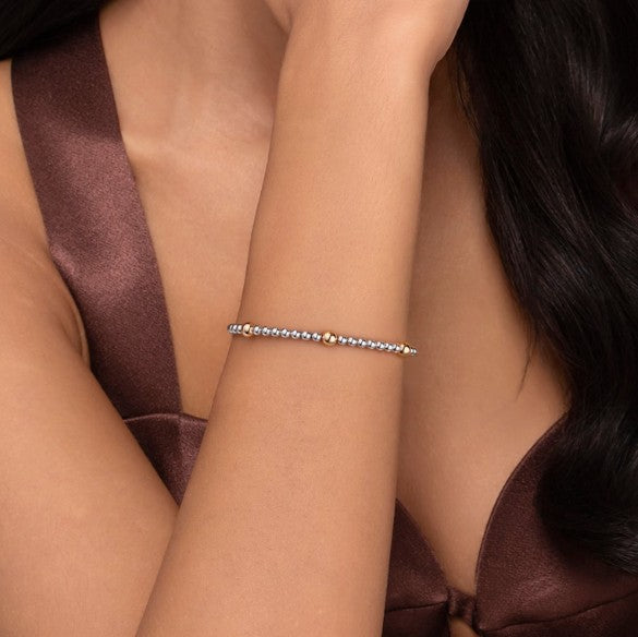 Sterling Silver & 14K Yellow Gold Station Accent Bujukan Cuff Bracelet