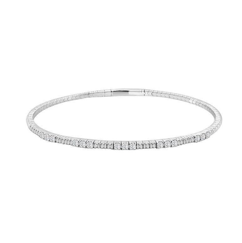 14K White Gold Diamond Flex Bangle Bracelet