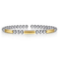 Sterling Silver & 14K Yellow Gold Bujukan Station Bar Cuff Bracelet