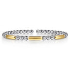Sterling Silver & 14K Yellow Gold Bujukan Station Bar Cuff Bracelet