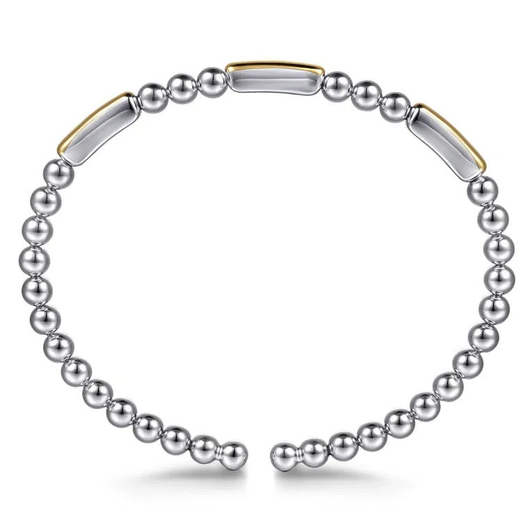 Sterling Silver & 14K Yellow Gold Bujukan Station Bar Cuff Bracelet