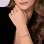 Sterling Silver & 14K Yellow Gold Round Blue Topaz Station Accent Bujukan Cuff Bracelet