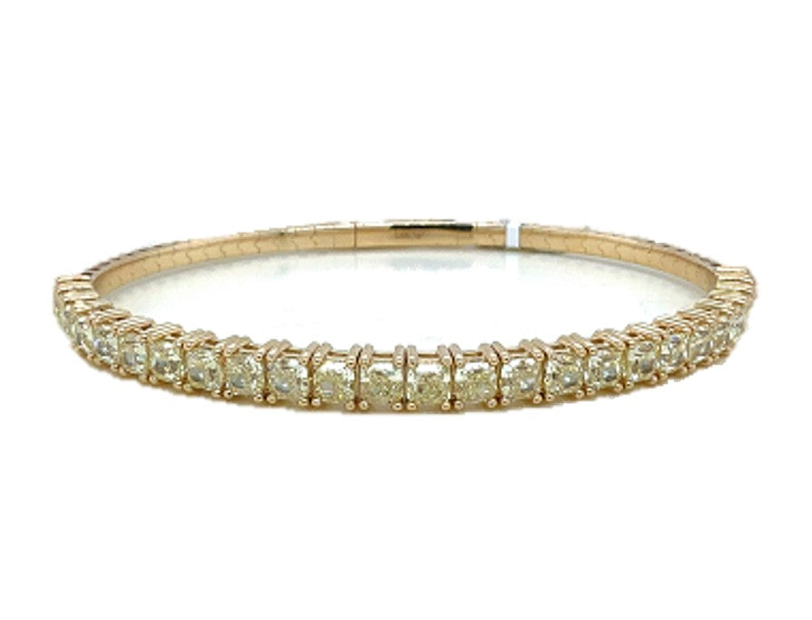 18K Yellow Gold Flex Bangle with Light Yellow Diamonds