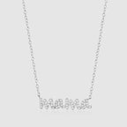 Sterling Silver "mama" Necklace with Round Lab Created Diamonds