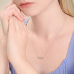 Sterling Silver "mama" Necklace with Round Lab Created Diamonds