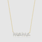 14K Gold Plated "mama" Necklace with Round Lab Created Diamonds