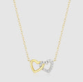 14K Gold Plated Double Heart Lab-Created Diamond Necklace
