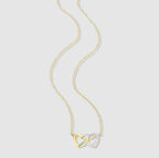14K Gold Plated Double Heart Lab-Created Diamond Necklace