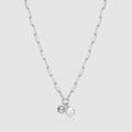 Sterling Silver Pearl & Lab-Created Diamond Paperclip Necklace