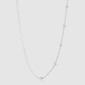 Sterling Silver Pearl & Bezel Set Lab-Created Diamond Station Necklace
