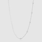 Sterling Silver Pearl & Bezel Set Lab-Created Diamond Station Necklace