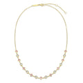 14K Gold Plated Lab Created Pink Sapphire & Lab Created Diamond Station Necklace
