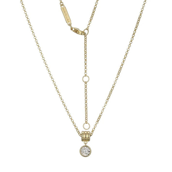 Sterling Silver Gold Plated Lab-Created Diamond Drop Necklace