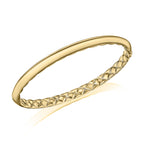 14K Gold Polished Bangle with Inside Quilting