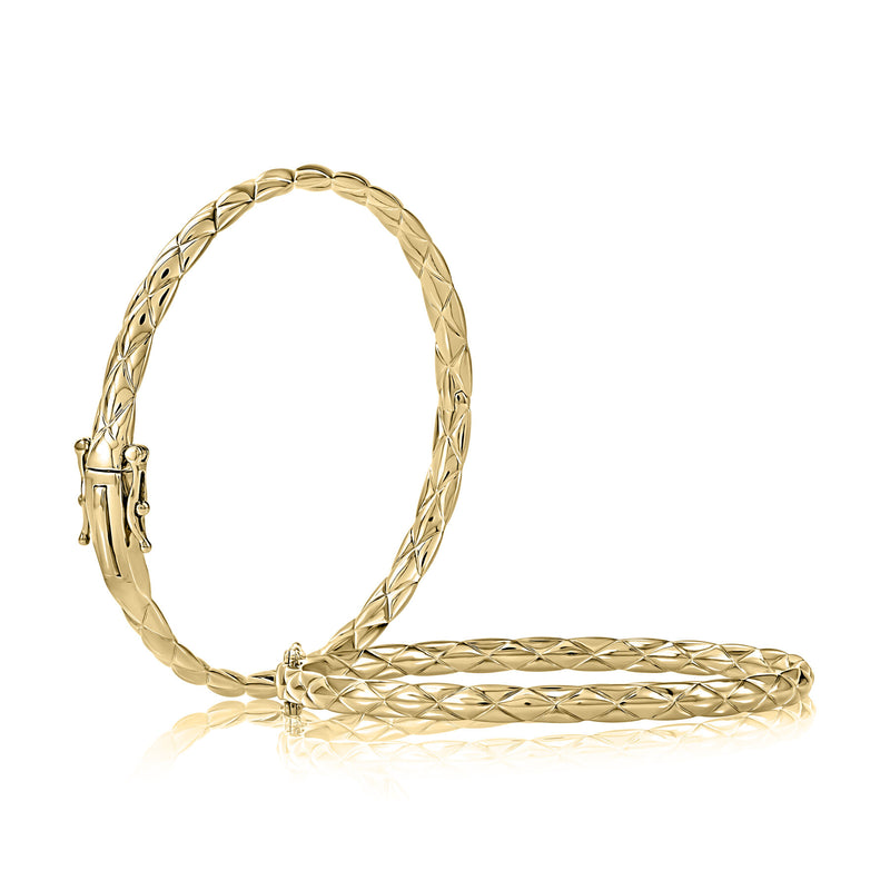 14K Gold Quilted Bangle Bracelet