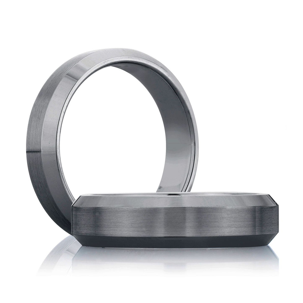14K White Gold Beveled Edge Wedding Band