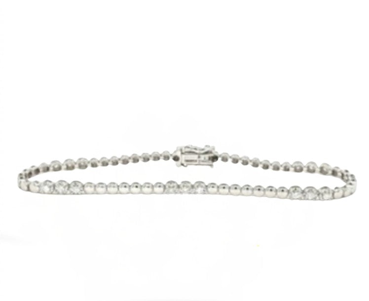 14K White Gold Diamond Station Bracelet