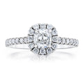 14K White Gold Cushion Halo Engagement Ring