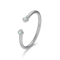 Sterling Silver Opal and CZs Clover Cuff Bracelet