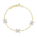 Sterling Silver Butterfly Station Bracelet With Round CZs