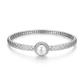 Sterling Silver Fresh Water Pearl Quilted Bangle