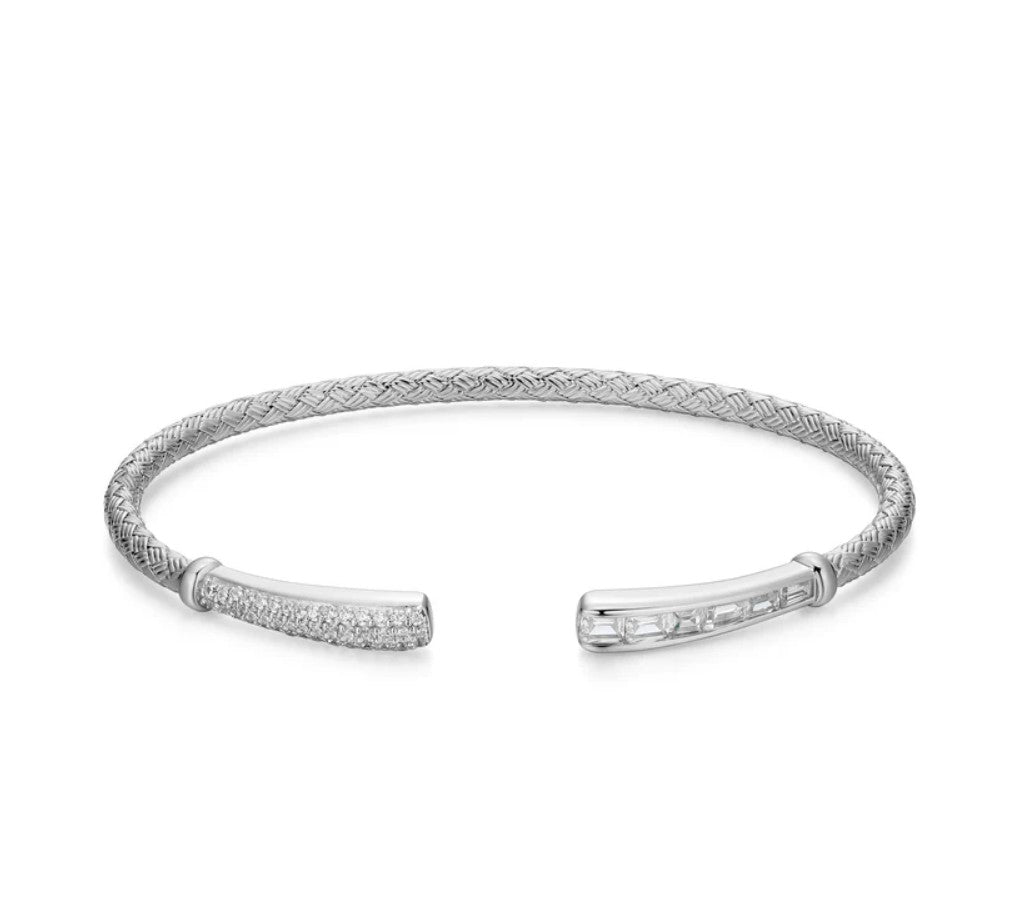 Sterling Silver Mesh Open Cuff Bangle