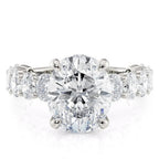 14K White Gold Hidden Halo Lab Grown Oval Engagement Ring