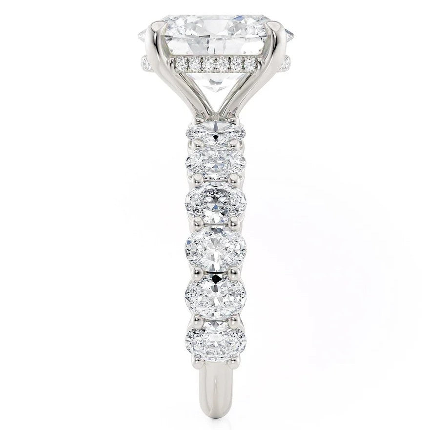 14K White Gold Hidden Halo Lab Grown Oval Engagement Ring