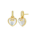 14K Gold Plated Mother of Pearl Heart Drop Earrings