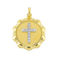 14K Yellow Gold Satin Cross Diamond Pendant