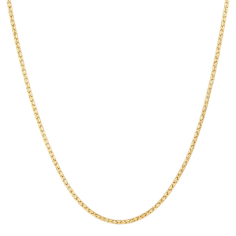 14K Yellow Gold Diamond Cut Solid Cage Chain, 18in.