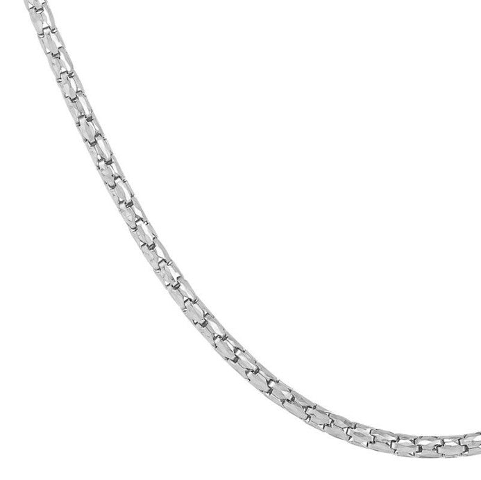 14K White Gold Diamond Cut Solid Cage Chain, 18in.