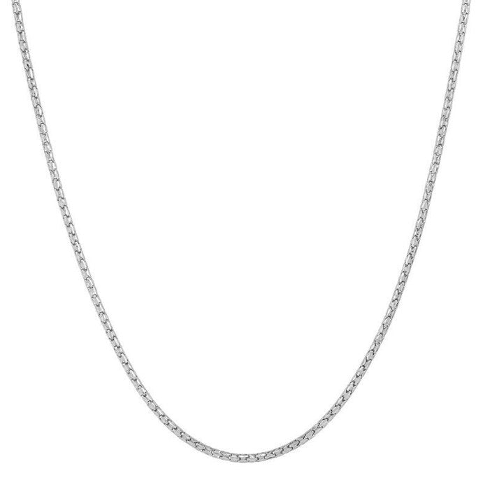 14K White Gold Diamond Cut Solid Cage Chain, 18in.