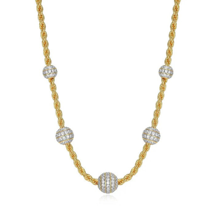 Gold Plated Rope Station Necklace
