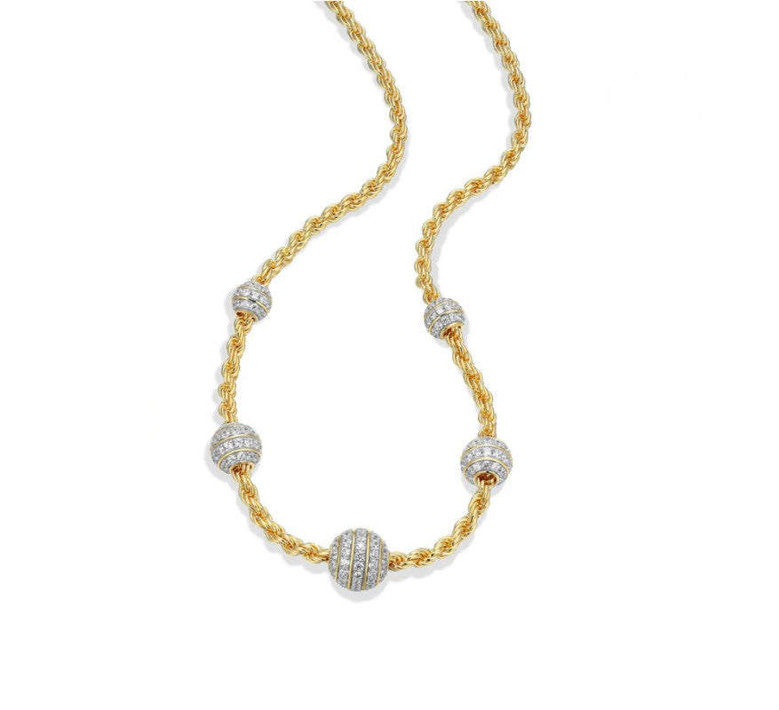 Gold Plated Rope Station Necklace