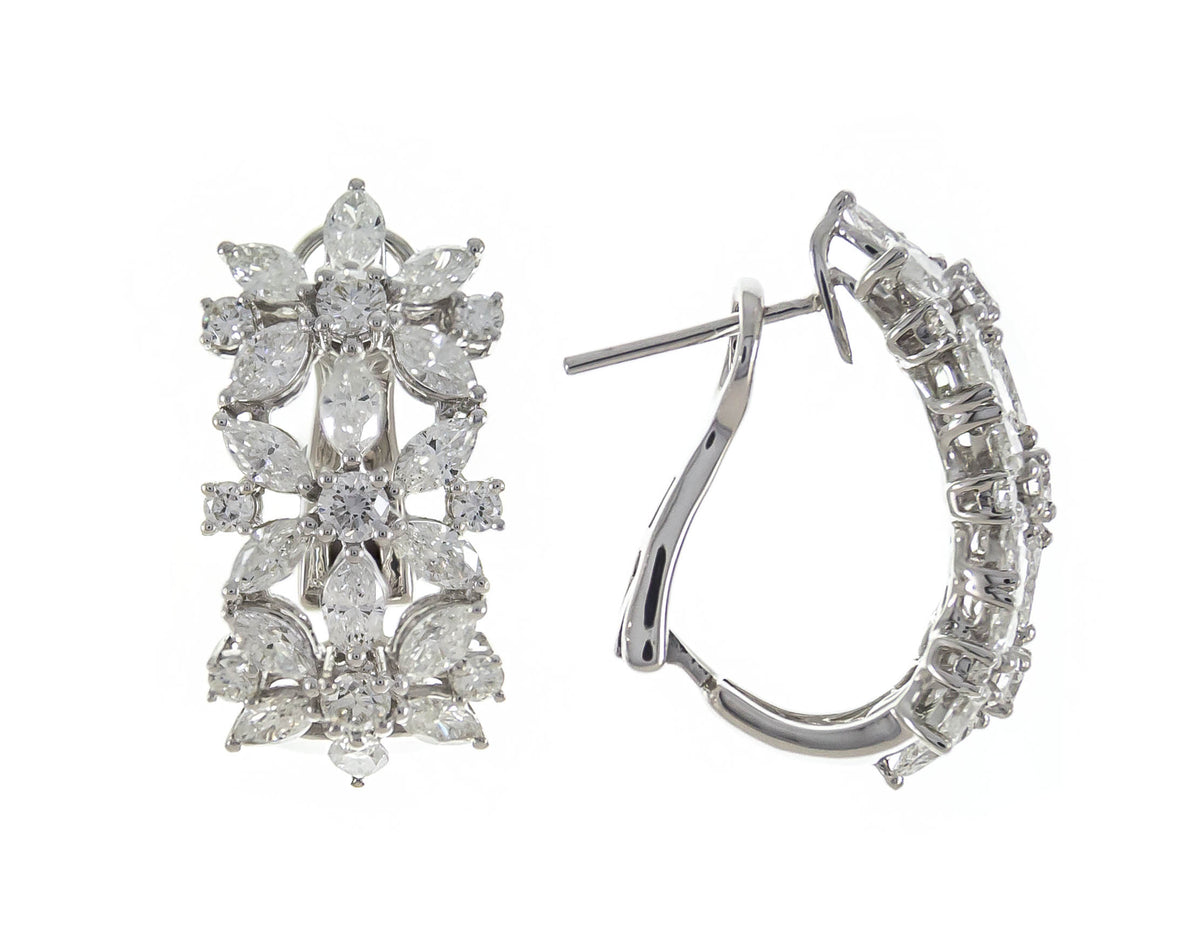 18K White Gold J-Hoop Diamond Earrings