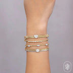 Two Tone 14K Yellow and White Gold Pavé Diamond Cuff Bangle