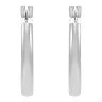 14K White Gold Polished Round Tube Small Hoop Earrings