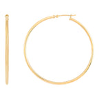 14K Yellow Gold Polished Round Tube Large Hoop Earrings