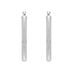 14K White Gold Polished Round Tube Medium Hoop Earrings