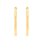 14K Yellow Gold Polished Round Tube Large Hoop Earrings