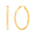 14K Yellow Gold Polished Round Tube Large Hoop Earrings