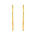 14K Yellow Gold Polished Round Tube Large  Hoop Earrings