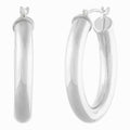14K White Gold Polished Round Tube Small Hoop Earrings