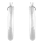 14K White Gold Polished Round Tube Small Hoop Earrings