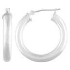 14K White Gold Polished Round Tube Small Hoop Earrings