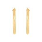 14K Yellow Gold Polished Round Tube Large Hoop Earrings