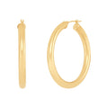 14K Yellow Gold Polished Round Tube Large Hoop Earrings