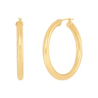 14K Yellow Gold Polished Round Tube Large Hoop Earrings