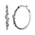 Lady's White Sterling Silver Medium Bubbles Hoop Earrings